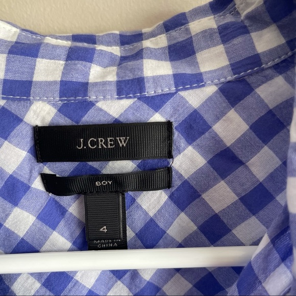 J Crew Blue White Plaid Button Boy Shirt - Picture 3 of 5
